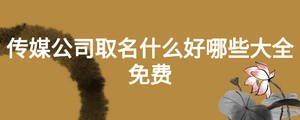 傳媒公司取名什么好哪些大全免費(fèi)