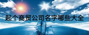 起個商貿公司名字哪些大全