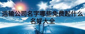 運輸公司名字哪些免費起什么名好大全