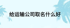 給運輸公司取名什么好