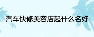 汽車快修美容店起什么名好