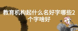 教育機(jī)構(gòu)起什么名好字哪些2個(gè)字啥好