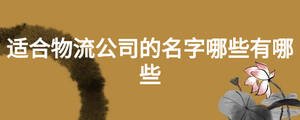 適合物流公司的名字哪些有哪些