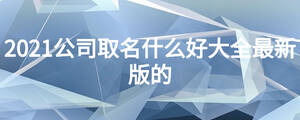 2021公司取名什么好大全最新版的