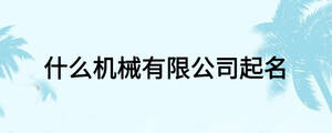 什么機械有限公司起名