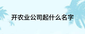 開農業公司起什么名字