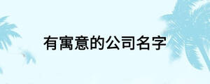 有寓意的公司名字