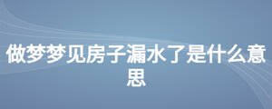 做夢(mèng)夢(mèng)見(jiàn)房子漏水了是什么意思