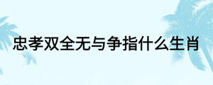 忠孝雙全無與爭指什么生肖
