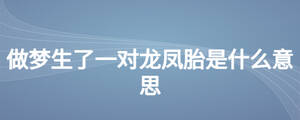 做夢生了一對龍鳳胎是什么意思