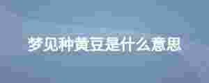 夢見種黃豆是什么意思