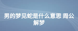 男的夢見蛇是什么意思 周公解夢