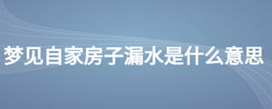 夢見自家房子漏水是什么意思