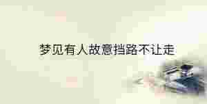 夢見有人故意擋路不讓走