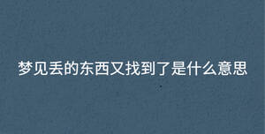 夢見丟的東西又找到了是什么意思