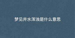 夢見井水渾濁是什么意思