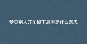 夢見別人開車掉下懸崖是什么意思
