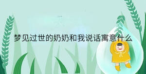 夢(mèng)見過世的奶奶和我說話寓意什么